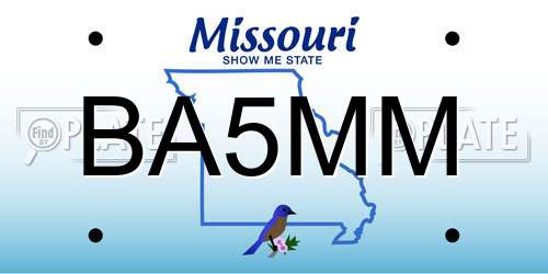 BA5MM Missouri License Plate