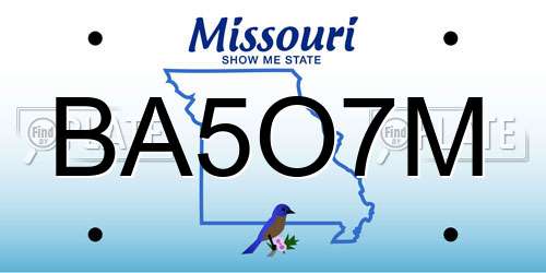 BA5O7M Missouri License Plate