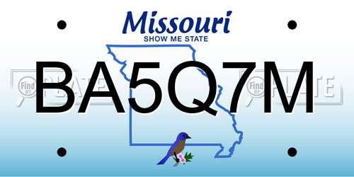BA5Q7M Missouri License Plate