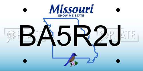BA5R2J Missouri License Plate