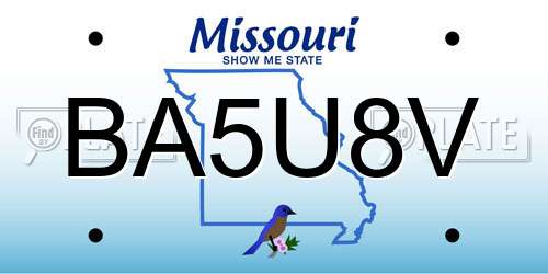 BA5U8V Missouri License Plate