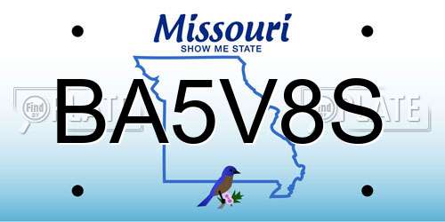BA5V8S Missouri License Plate