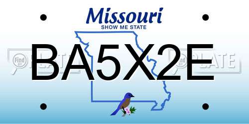 BA5X2E Missouri License Plate