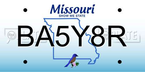 BA5Y8R Missouri License Plate