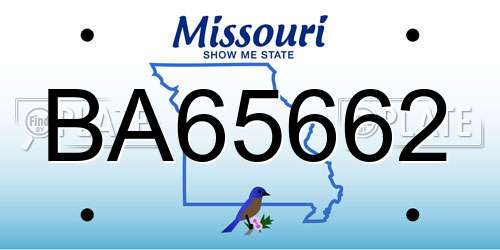 BA65662 Missouri License Plate