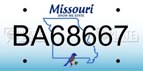 BA68667 Missouri License Plate