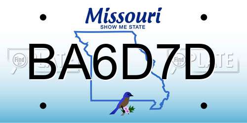 BA6D7D Missouri License Plate