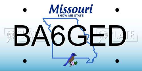 BA6GED Missouri License Plate