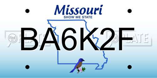 BA6K2F Missouri License Plate