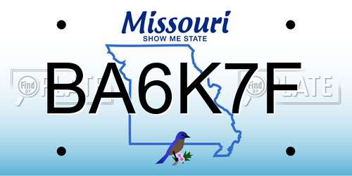 BA6K7F Missouri License Plate