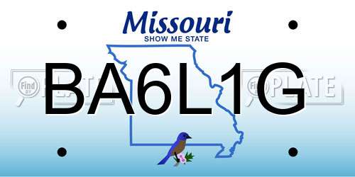BA6L1G Missouri License Plate