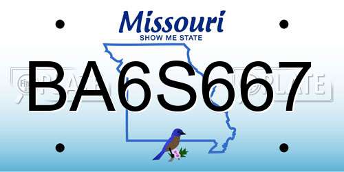 BA6S667 Missouri License Plate