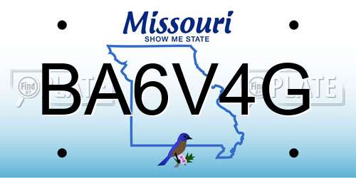 BA6V4G Missouri License Plate