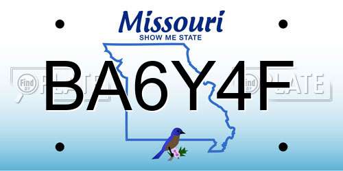 BA6Y4F Missouri License Plate