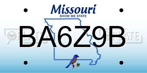 BA6Z9B Missouri License Plate