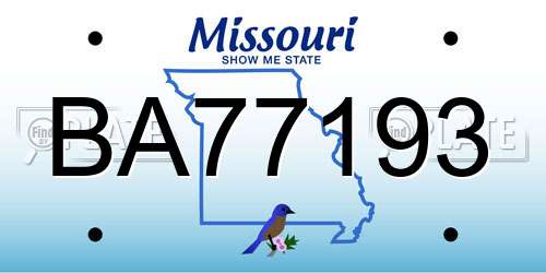 BA77193 Missouri License Plate