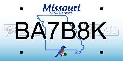 BA7B8K Missouri License Plate