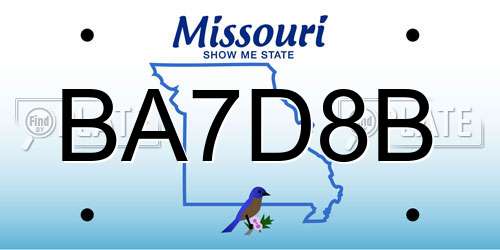 BA7D8B Missouri License Plate