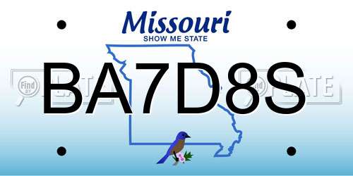 BA7D8S Missouri License Plate