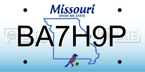 BA7H9P Missouri License Plate