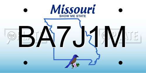 BA7J1M Missouri License Plate