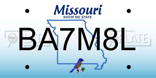BA7M8L Missouri License Plate