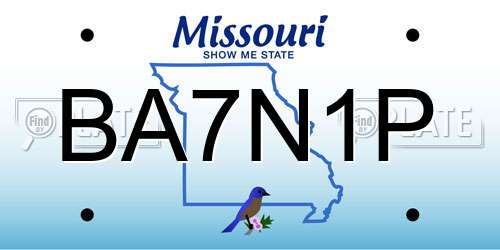 BA7N1P Missouri License Plate