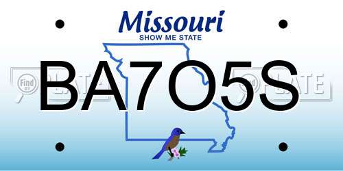 BA7O5S Missouri License Plate