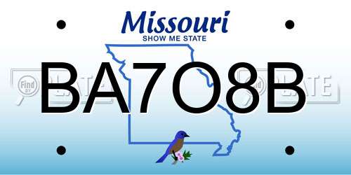 BA7O8B Missouri License Plate