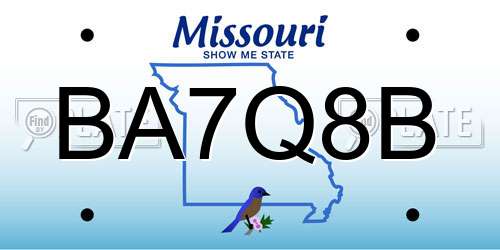 BA7Q8B Missouri License Plate