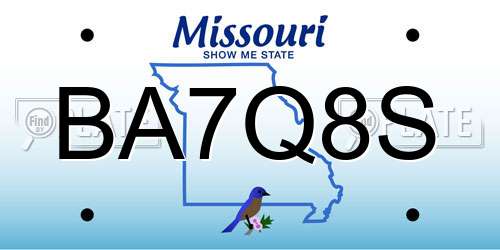 BA7Q8S Missouri License Plate
