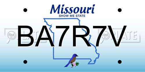 BA7R7V Missouri License Plate