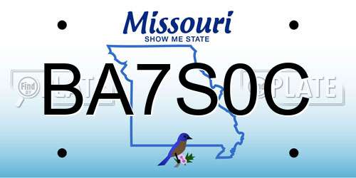 BA7S0C Missouri License Plate