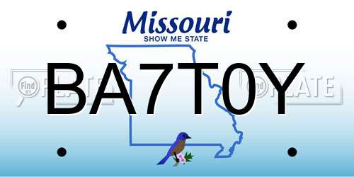 BA7T0Y Missouri License Plate