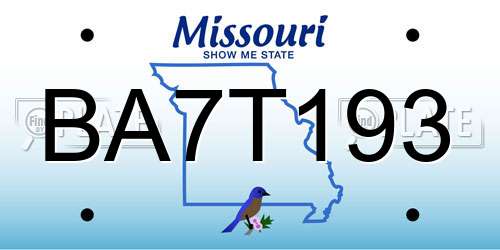 BA7T193 Missouri License Plate