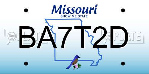BA7T2D Missouri License Plate