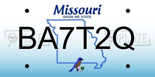 BA7T2Q Missouri License Plate