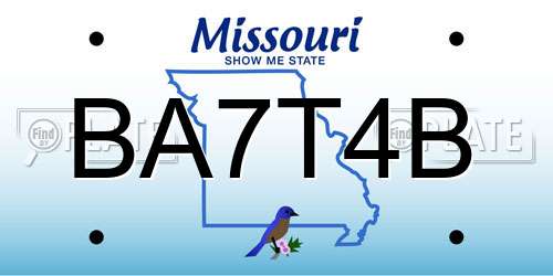 BA7T4B Missouri License Plate
