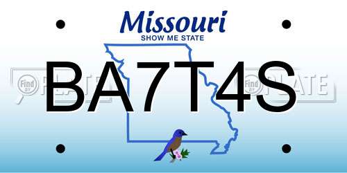 BA7T4S Missouri License Plate