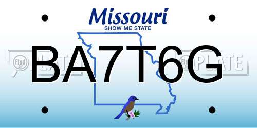 BA7T6G Missouri License Plate