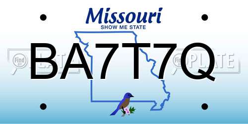 BA7T7Q Missouri License Plate
