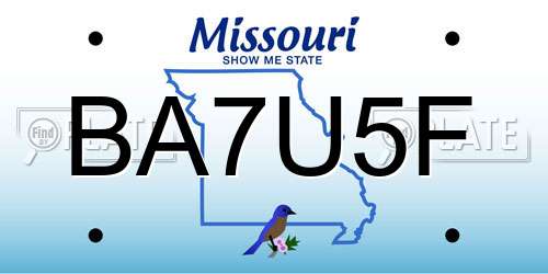 BA7U5F Missouri License Plate