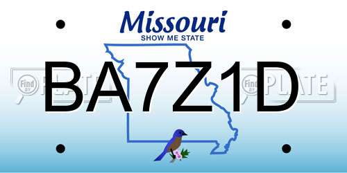 BA7Z1D Missouri License Plate