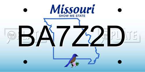 BA7Z2D Missouri License Plate