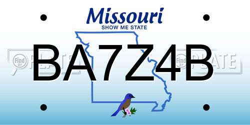 BA7Z4B Missouri License Plate