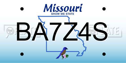 BA7Z4S Missouri License Plate