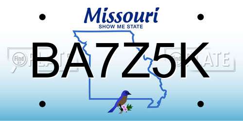 BA7Z5K Missouri License Plate