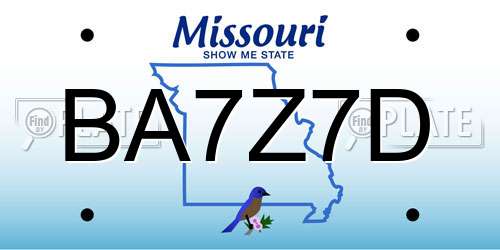 BA7Z7D Missouri License Plate