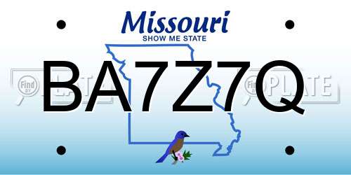 BA7Z7Q Missouri License Plate