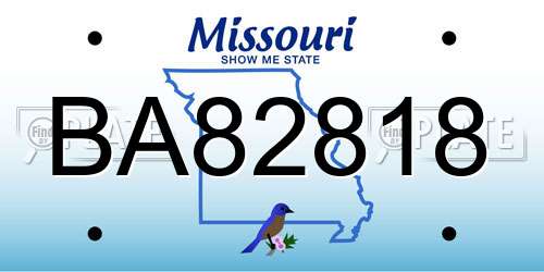 BA82818 Missouri License Plate